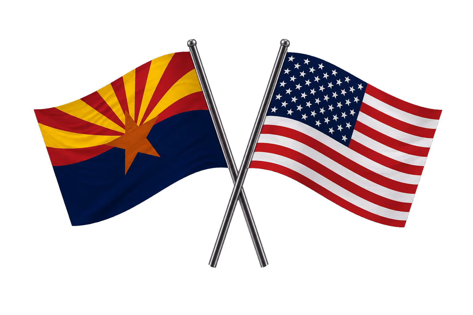 The Arizona state flag crossed with the flag of the United States